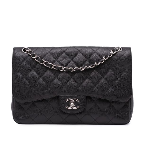 Pre-owned Chanel Jumbo Classic Caviar Double Flap Black