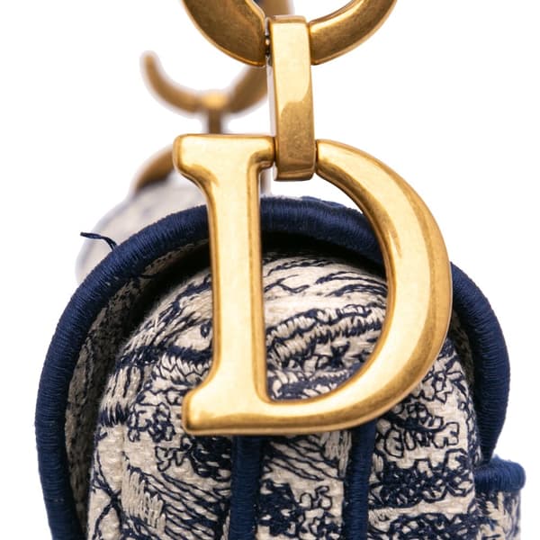 Pre-owned Dior Canvas Embroidered Toile de Jouy Saddle Bag Blue