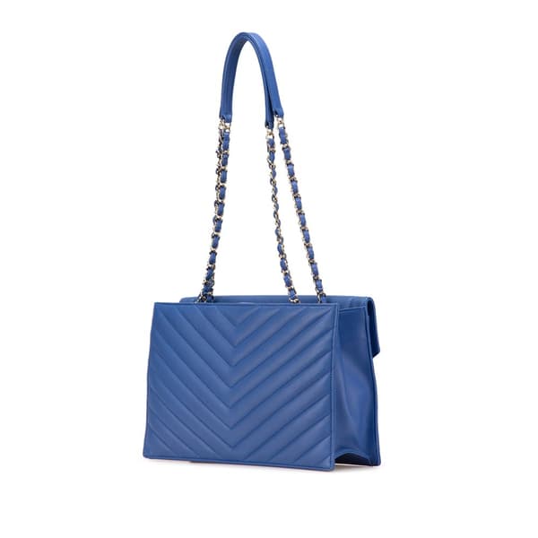 Pre-owned Chanel Chevron Calfskin Coco Envelope Shoulder Bag Blue