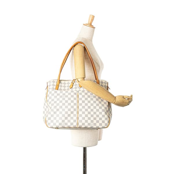 Pre-owned Louis Vuitton Damier Azur Figheri GM White