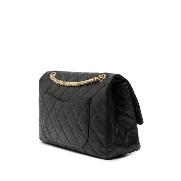 Pre-owned Chanel Paris-Shanghai Reissue 2.55 Quilted Lambskin Double Flap 227 Black