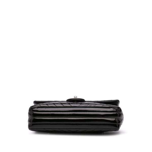 Pre-owned Chanel Medium Classic Chevron Patent Double Flap Black