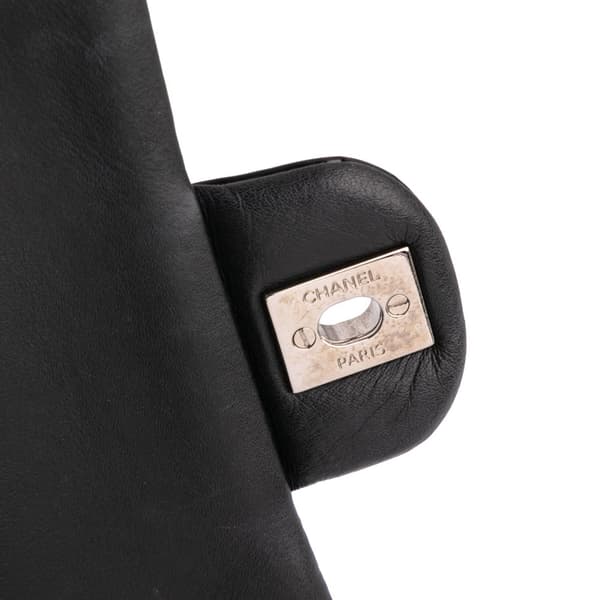 Pre-owned Chanel Medium Classic Chevron Patent Double Flap Black