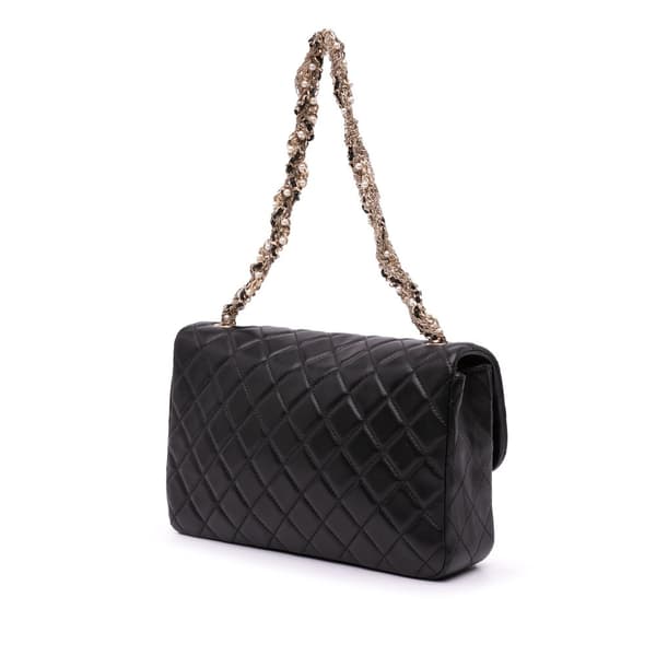 Pre-owned Chanel Medium Quilted Lambskin Westminster Pearl Flap Black