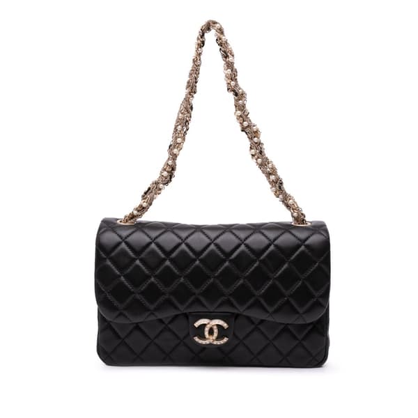 Pre-owned Chanel Medium Quilted Lambskin Westminster Pearl Flap Black