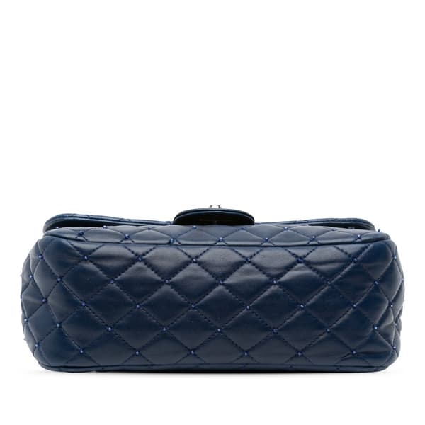 Pre-owned Chanel Small Quilted Lambskin Beaded Single Flap Blue