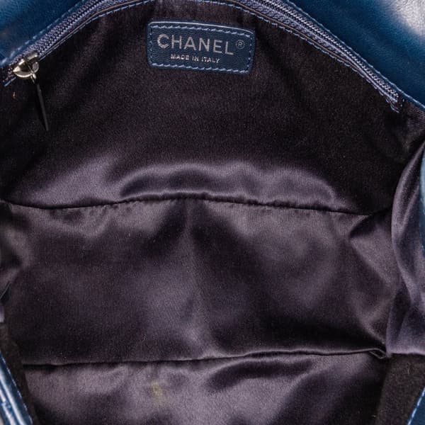 Pre-owned Chanel Small Quilted Lambskin Beaded Single Flap Blue