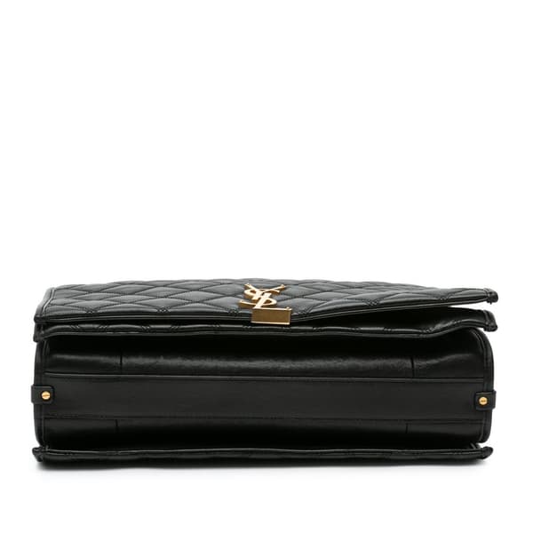 Pre-owned Saint Laurent Large Quilted Lambskin Becky Chain Shoulder Bag Black