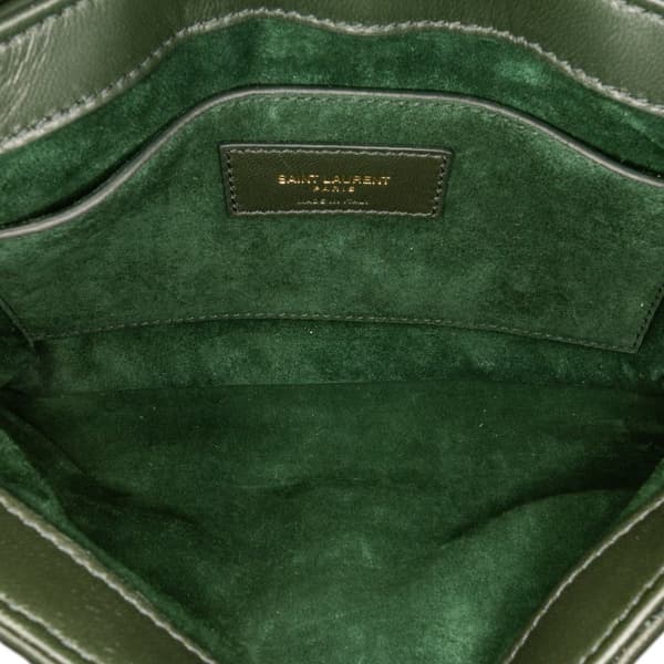 Pre-owned Saint Laurent Quilted Lambskin Le 57 Diamond Shoulder Bag Green