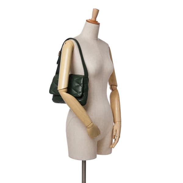 Pre-owned Saint Laurent Quilted Lambskin Le 57 Diamond Shoulder Bag Green