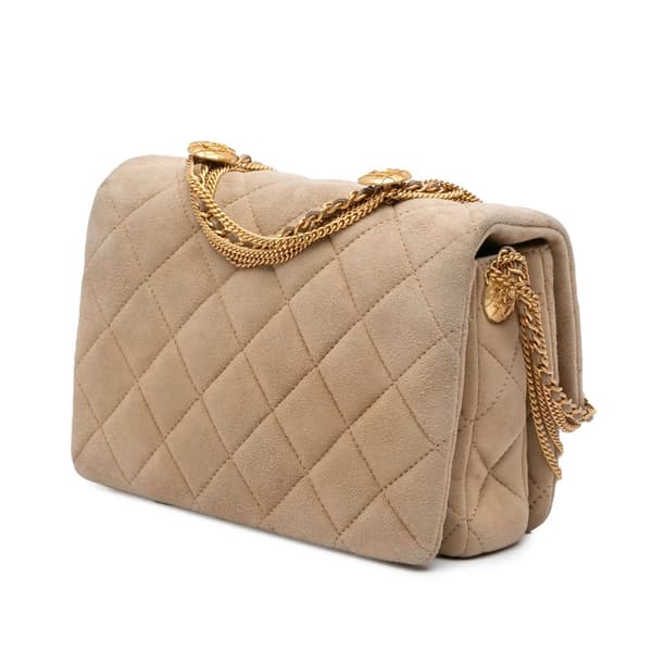Pre-owned Chanel Mini Quilted Velvet Precious Buttons Chain Flap Brown