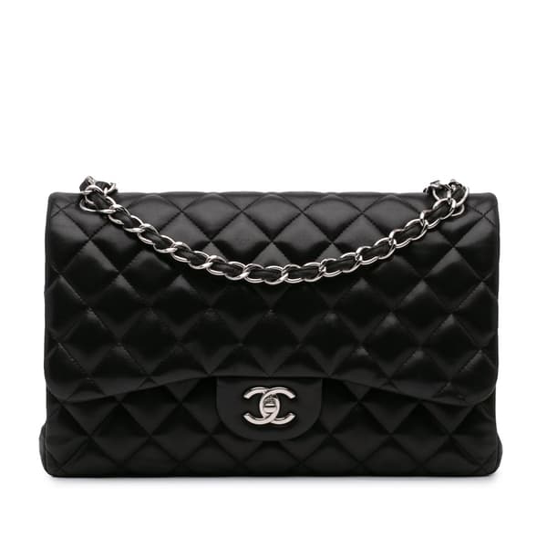 Pre-owned Chanel Jumbo Classic Lambskin Double Flap Black