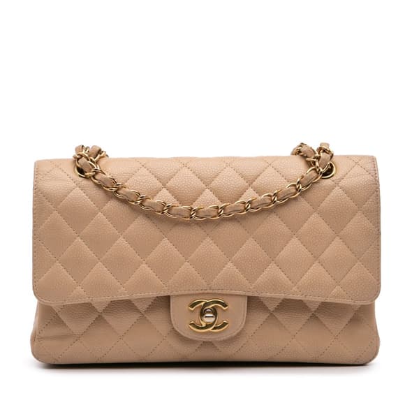 Pre-owned Chanel Medium Classic Caviar Double Flap Brown