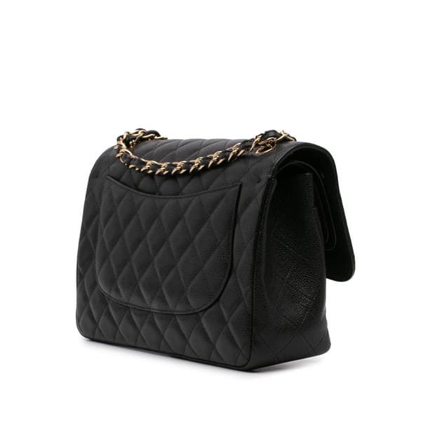 Pre-owned Chanel Jumbo Classic Caviar Double Flap Black