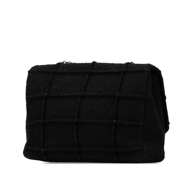 Pre-owned Chanel Jumbo Reissue 2.55 Choco Bar Wool Felt Identification Flap Black