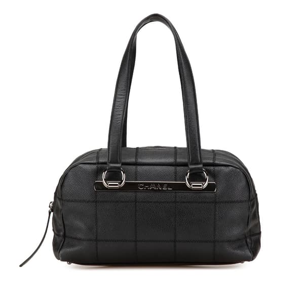 Pre-owned Chanel Choco Bar Caviar Shoulder Bag Black