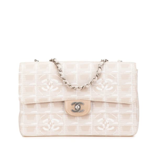 Pre-owned Chanel Medium New Travel Line Nylon Single Flap Brown