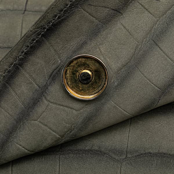 Pre-owned Yves Saint Laurent Croc Embossed Nubuck Catwalk Shoulder Bag Gray