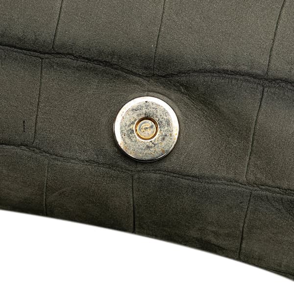 Pre-owned Yves Saint Laurent Croc Embossed Nubuck Catwalk Shoulder Bag Gray
