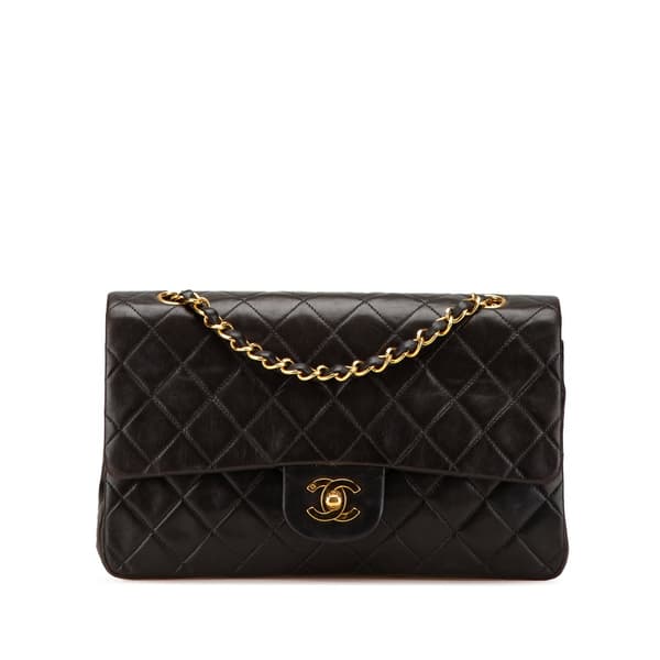 Pre-owned Chanel Medium Classic Lambskin Double Flap Black