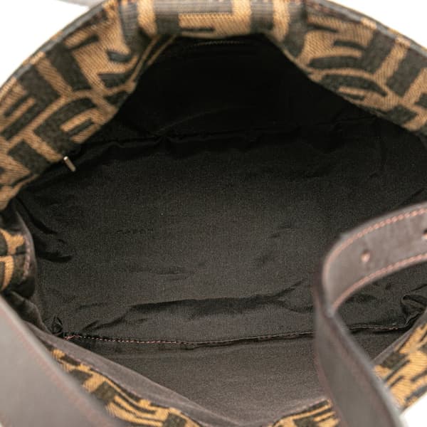 Pre-owned Fendi Zucca Canvas Double Flap Shoulder Bag Brown