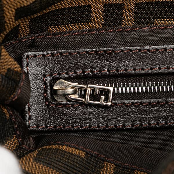 Pre-owned Fendi Zucca Canvas Double Flap Shoulder Bag Brown