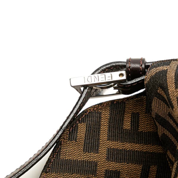 Pre-owned Fendi Zucca Canvas Double Flap Shoulder Bag Brown