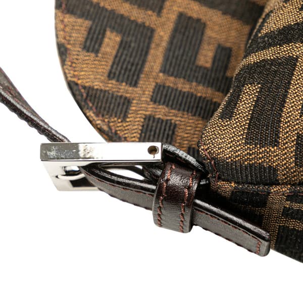 Pre-owned Fendi Zucca Canvas Double Flap Shoulder Bag Brown