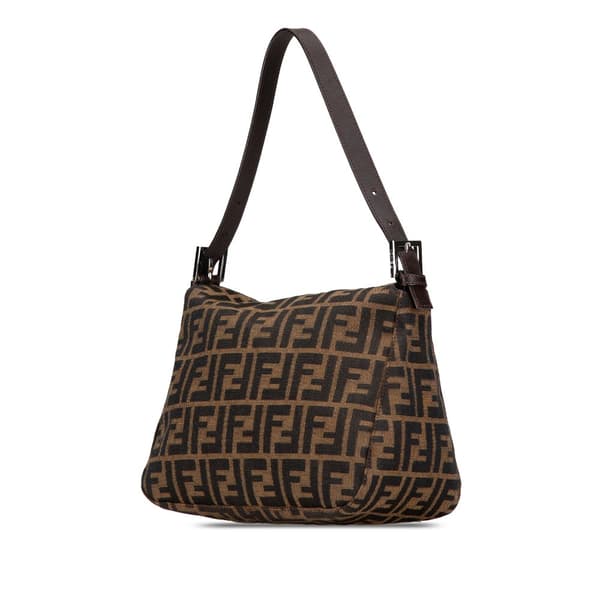 Pre-owned Fendi Zucca Canvas Double Flap Shoulder Bag Brown