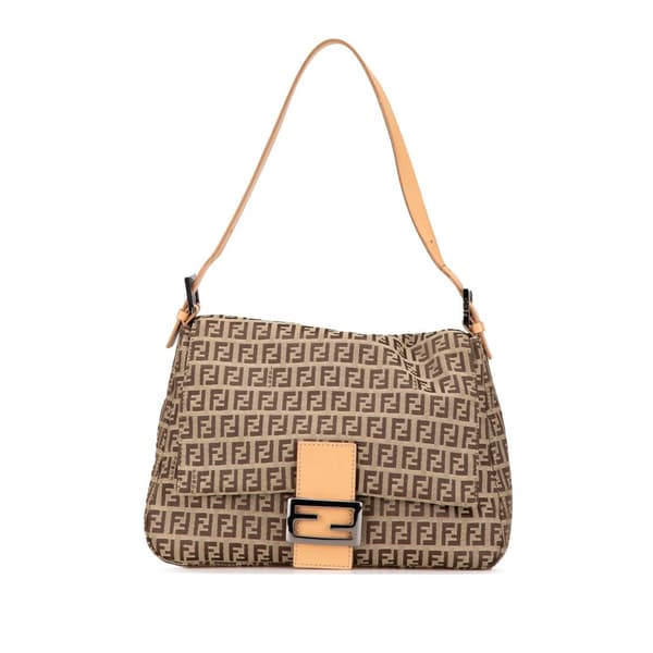 Pre-owned Fendi Zucchino Canvas Mamma Forever Brown