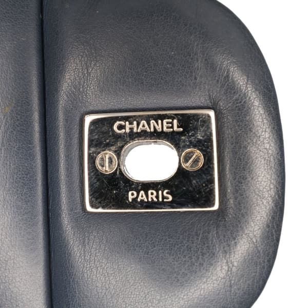 Pre-owned Chanel Jumbo Classic Chevron Patent Double Flap Blue