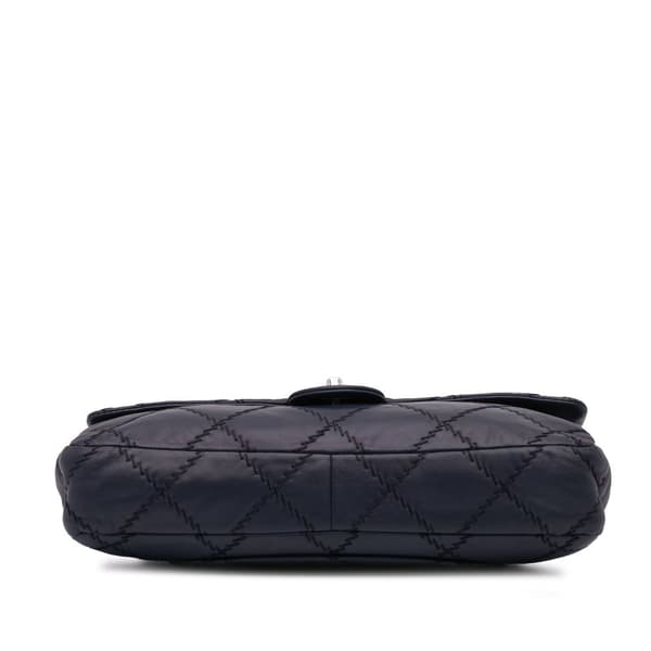Pre-owned Chanel Large Quilted Lambskin Ultimate Stitch Flap Blue