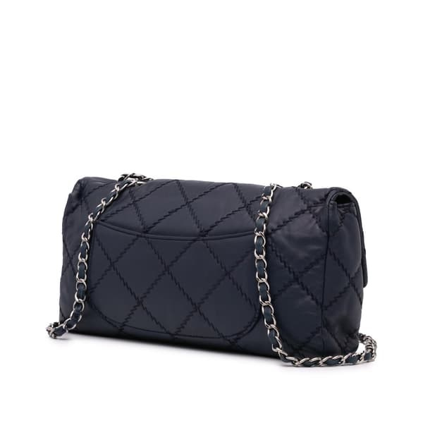 Pre-owned Chanel Large Quilted Lambskin Ultimate Stitch Flap Blue