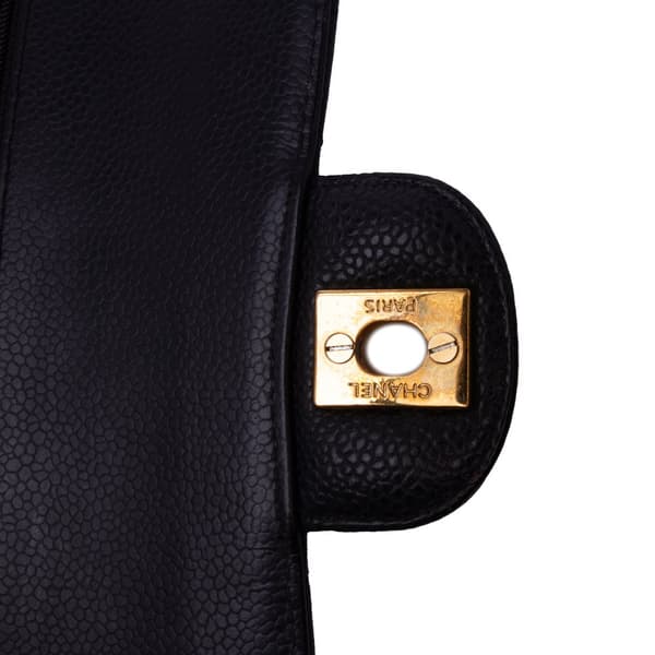 Pre-owned Chanel Medium Classic Caviar Double Flap Black