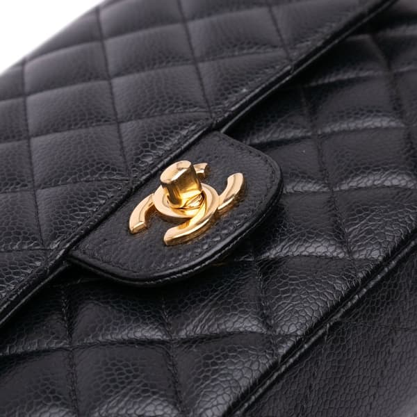 Pre-owned Chanel Medium Classic Caviar Double Flap Black