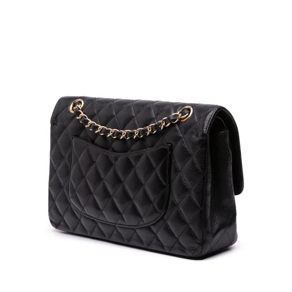 Pre-owned Chanel Medium Classic Caviar Double Flap Black