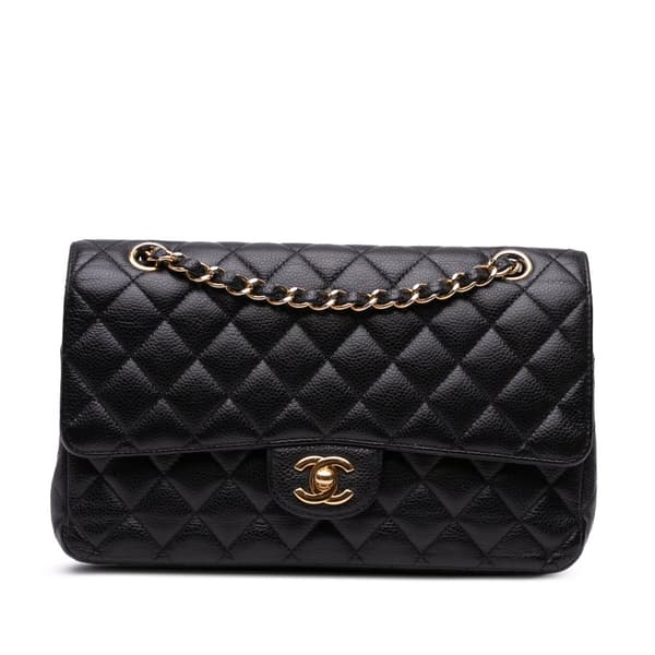 Pre-owned Chanel Medium Classic Caviar Double Flap Black