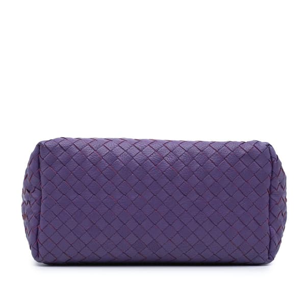 Pre-owned Bottega Veneta Small Madras Goatskin Intrecciato Shoulder Bag Purple