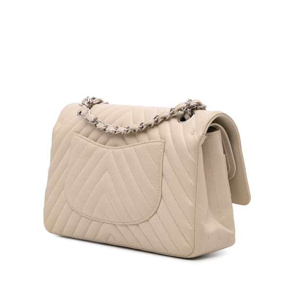 Pre-owned Chanel Medium Classic Chevron Lambskin Double Flap Brown