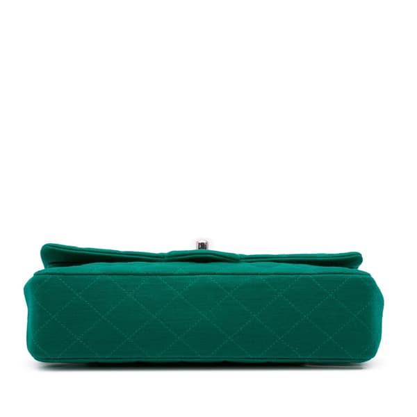 Pre-owned Chanel Medium Classic Jersey Double Flap Green