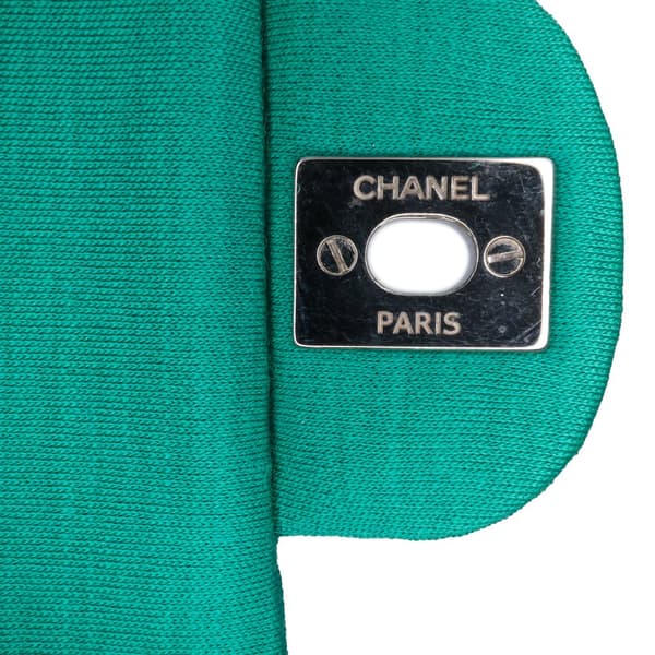Pre-owned Chanel Medium Classic Jersey Double Flap Green
