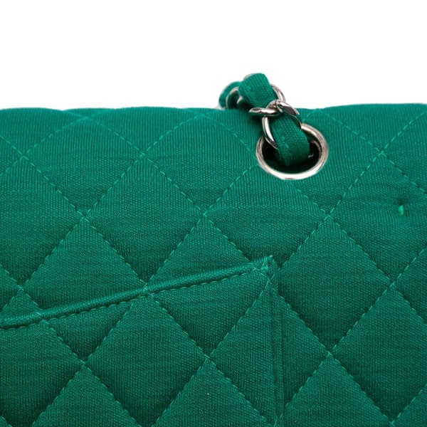 Pre-owned Chanel Medium Classic Jersey Double Flap Green