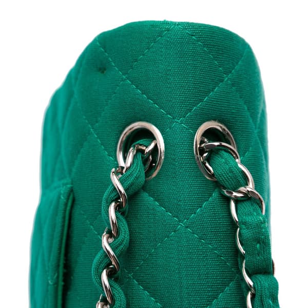 Pre-owned Chanel Medium Classic Jersey Double Flap Green