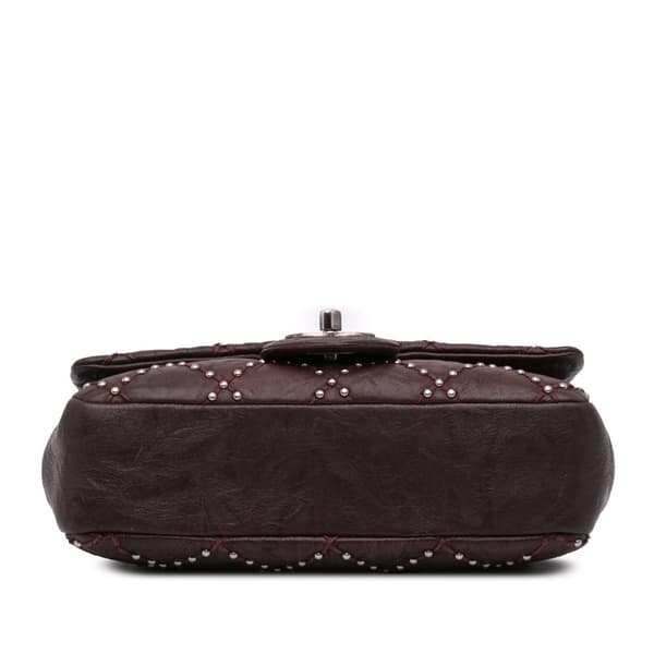 Pre-owned Chanel Washed Lambskin Studded Metal Beauty Flap Red