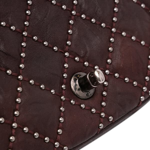 Pre-owned Chanel Washed Lambskin Studded Metal Beauty Flap Red