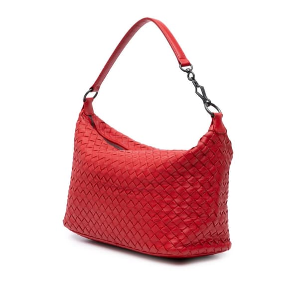 Pre-owned Bottega Veneta Nappa Intrecciato Shoulder Bag Red