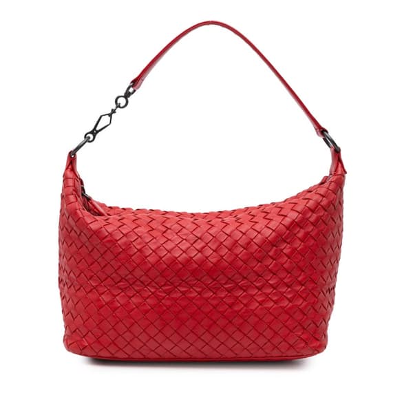 Pre-owned Bottega Veneta Nappa Intrecciato Shoulder Bag Red