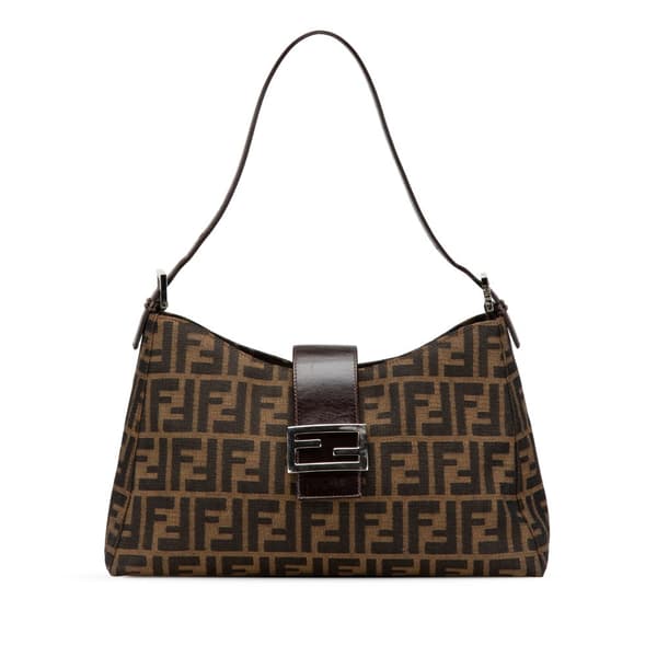 Pre-owned Fendi Zucca Canvas Shoulder Bag Brown