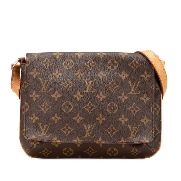 Pre-owned Louis Vuitton Monogram Musette Tango Short Strap Brown