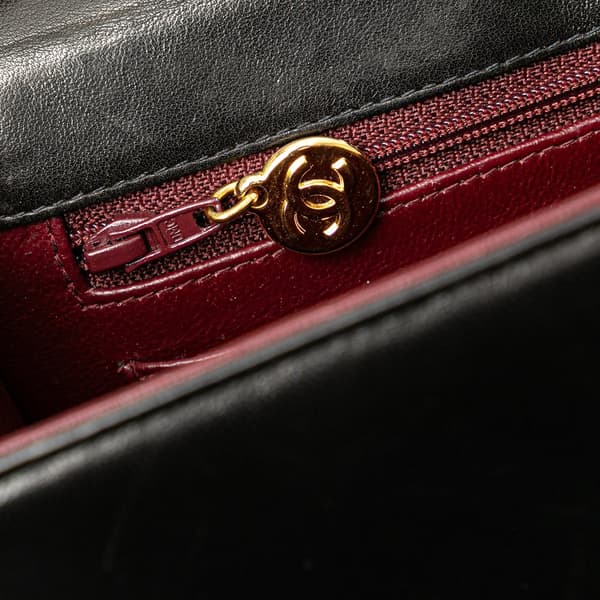 Pre-owned Chanel CC Patent Snake Chain Flap Black